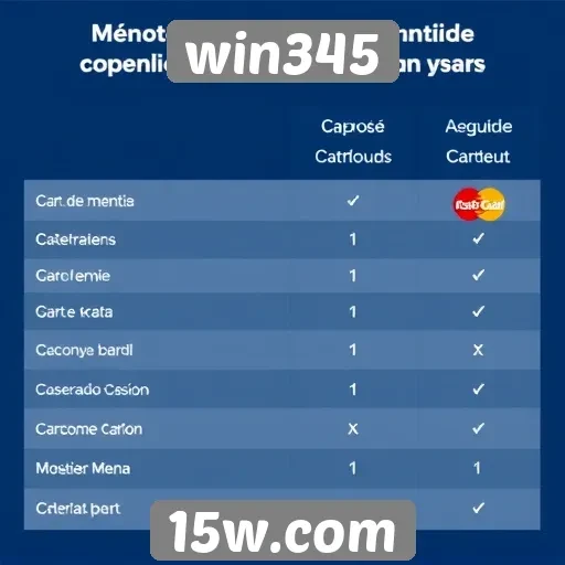 Comparativo de métodos de pagamento no win345
